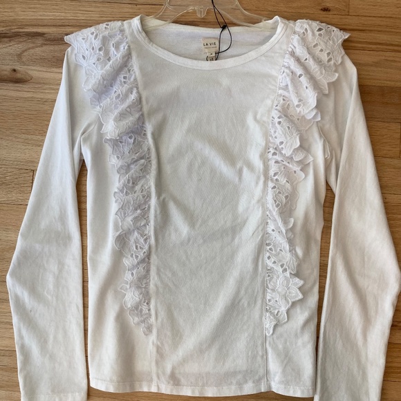 La Vie Rebecca Taylor Long Sleeve Embellished Clean Jersey Top Size M - Picture 6 of 11
